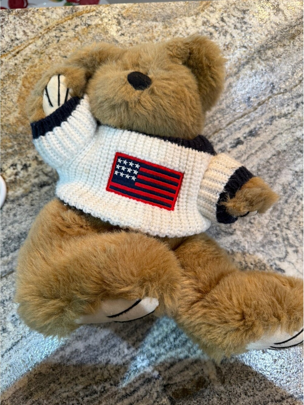 Vintage Plush Teddy Bear with American Flag Sweater by Embrace